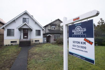 A sold home is pictured in Vancouver, B.C.